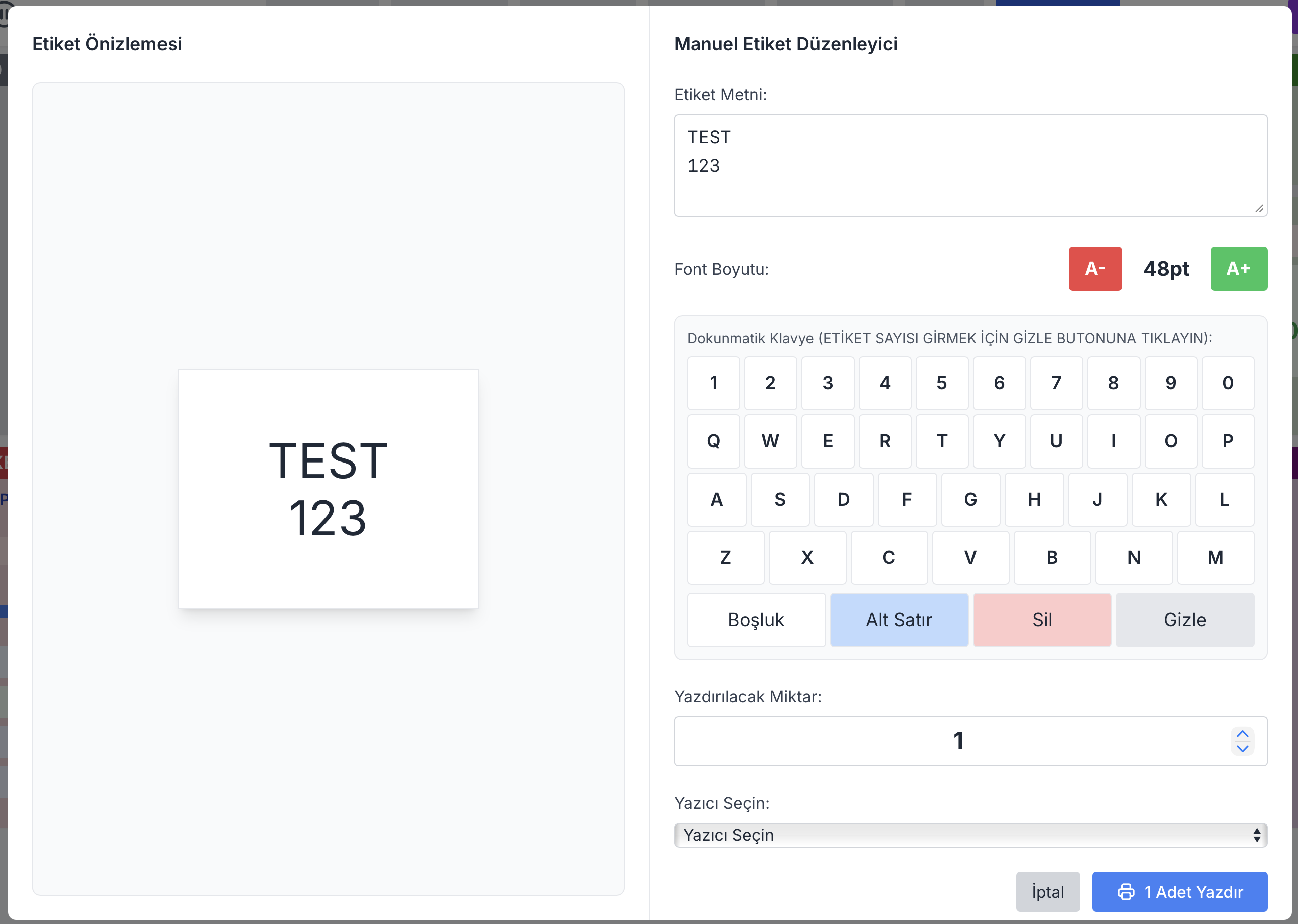 Manual Label Text